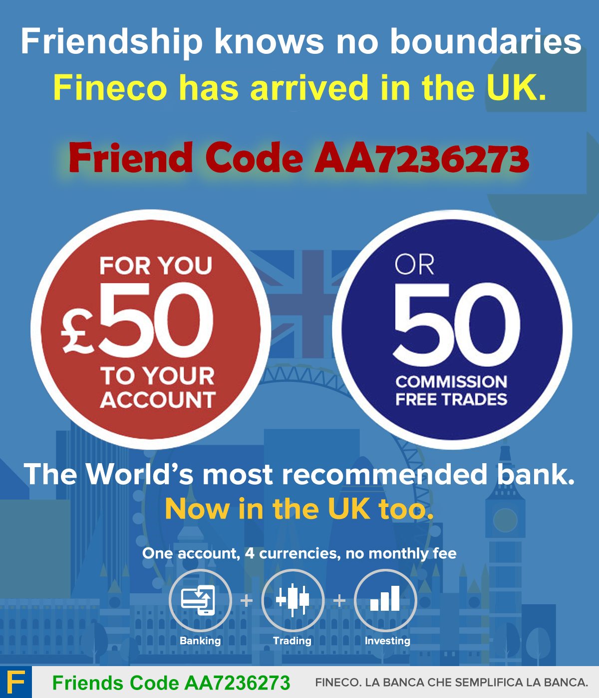 Fineco Bank UK Friends Code AA7236273